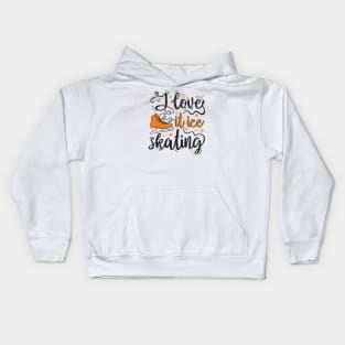 I love it ice skating orange Kids Hoodie